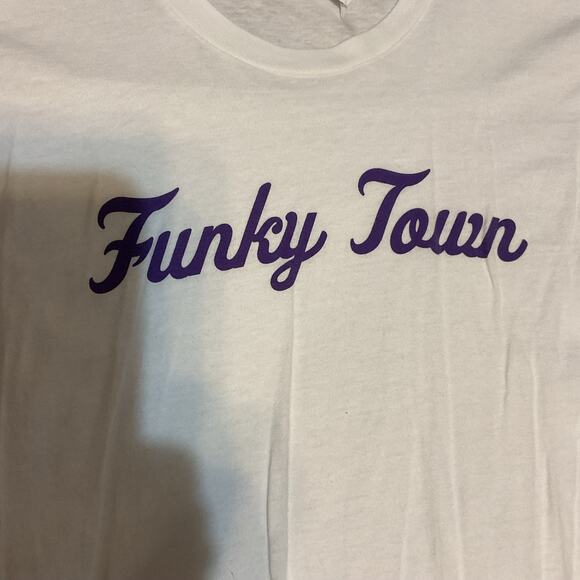 Funky Town Men's White/Purple Tshirt - Sz - Medium - Picture 1 of 4